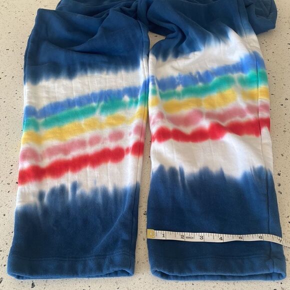 Lands’ End Serious Sweats Tie Dye Rainbow Blue Sweat Pants Women’s Large (14-16) - Picture 10 of 13